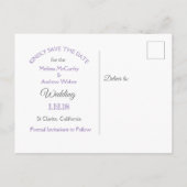 Lila Sand-Dollar-Hochzeitstag retten Ankündigungspostkarte (Rückseite)