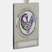 Lila Sankofa Bird Banner-Ornament Silber (Rechts)