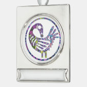 Lila Sankofa Bird Banner-Ornament Silber (Links)