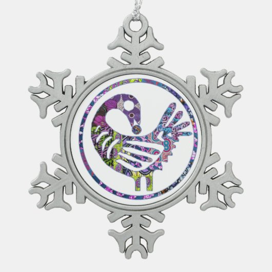 Lila Sankofa Bird Schneeflocken Zinn-Ornament (Vorderseite)
