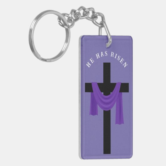 Lila Sash auf Cross-Schlüsselanhänger Schlüsselanhänger (Vorderseite links)