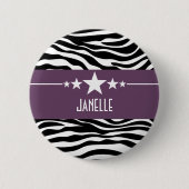 Lila Sassy Star Zebra Button (Vorderseite)