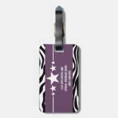 Lila Sassy Star Zebra Gepäcktag Gepäckanhänger (Rückseite vertikal)