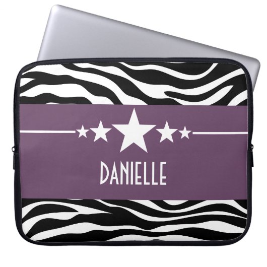 Lila Sassy Star Zebra Laptop Sleeve (Vorderseite)