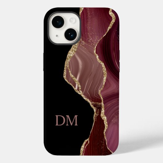 Lila Satin Agate Gold Glitzer Monogram Case-Mate iPhone Hülle (Rückseite)