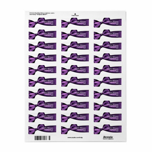 LILA Satin-Bow-Rücksendetikett (Vorne)