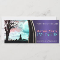 Lila Satin Gothic Dark Theme Party Einladungen