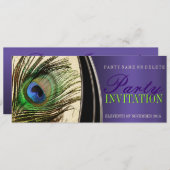 Lila Satin Stilvolle Peacock Feather Einladungen (Vorne/Hinten)