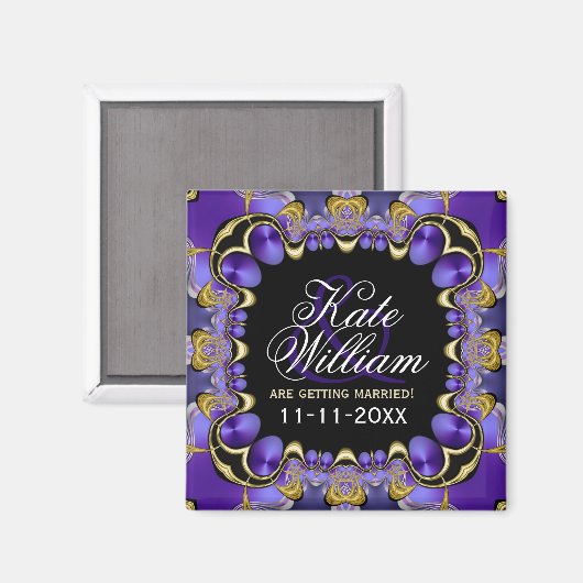 Lila Satin Wedding Magnet (Vorderseite/Rückseite)