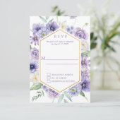 Lila Säulen, Anemone, geometrische Rose RSVP Karte (Stehend Vorderseite)