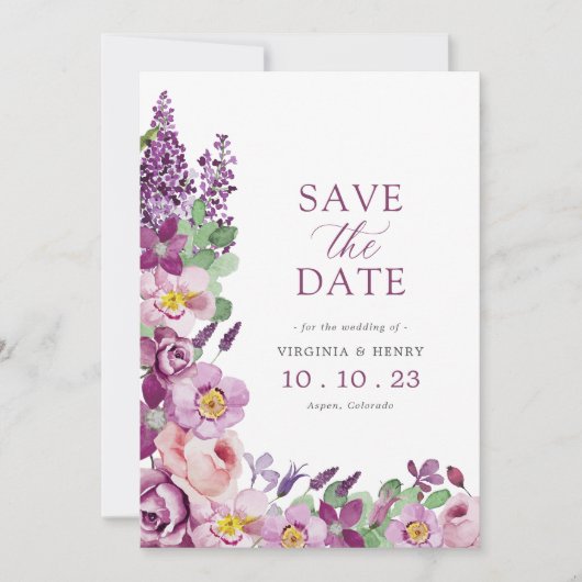 Lila Save The Date (Vorderseite)