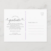 Lila Save the Date Abschluss Foto Einladungspostkarte (Rückseite)