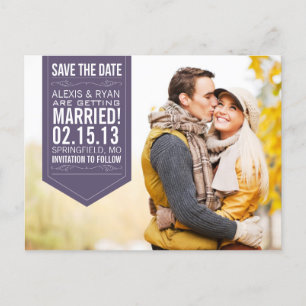 Lila Save the Date Ankündigungspostkarte
