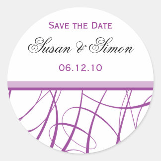 Lila-Save the Date-Aufkleber Runder Aufkleber