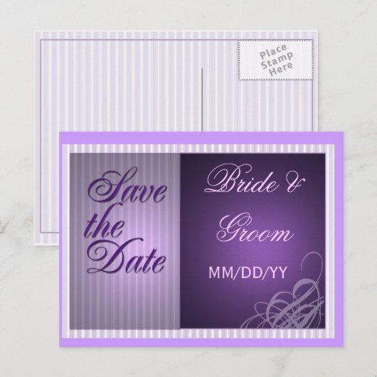 Lila Save the Date Karte (Vorne/Hinten)