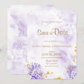 Lila Save the Date-Karte Date (Vorne/Hinten)