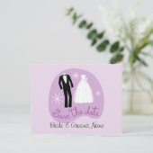 Lila Save the Date Postkarte (Stehend Vorderseite)
