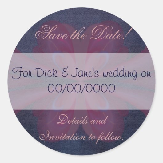 Lila Save the Date Siegel Runder Aufkleber (Vorderseite)