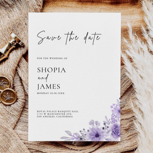 Lila Save the Date Vorlage