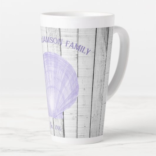 Lila Scallop-Muschel Latte Tasse (Rechte Ecke)