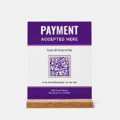 Lila Scan to Pay QR-Code Geschäftsbezahlung Acrylschild (Vorderseite)
