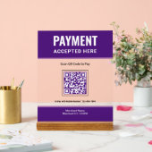 Lila Scan to Pay QR-Code Geschäftsbezahlung Acrylschild (Hochzeit)