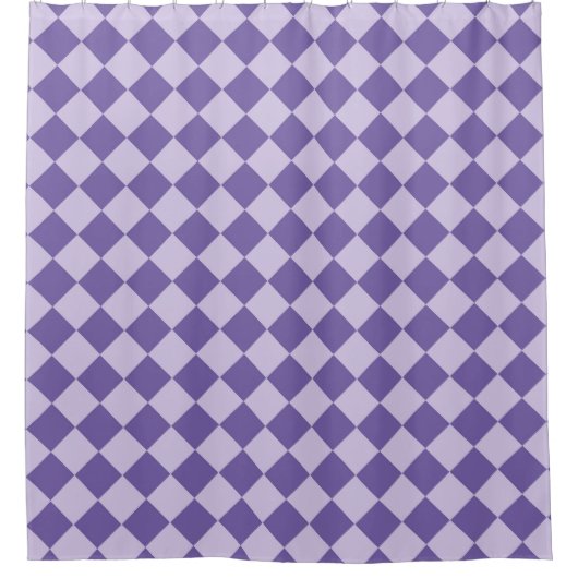 Lila Schachbrett Diamant Muster Duschvorhang (Vorderseite)