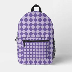 Lila Schachbrett Diamantmuster Bedruckter Rucksack