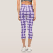 Lila Schachbrett Diamantmuster Capri Leggings (Rückseite)