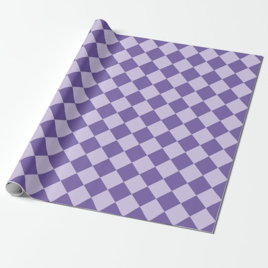 Lila Schachbrett Diamantmuster Geschenkpapier (Ungerollt)