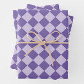 Lila Schachbrett Diamantmuster Geschenkpapier Set (Beispiel)