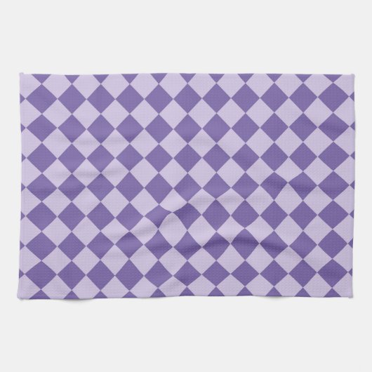 Lila Schachbrett Diamantmuster Geschirrtuch (Horizontal)