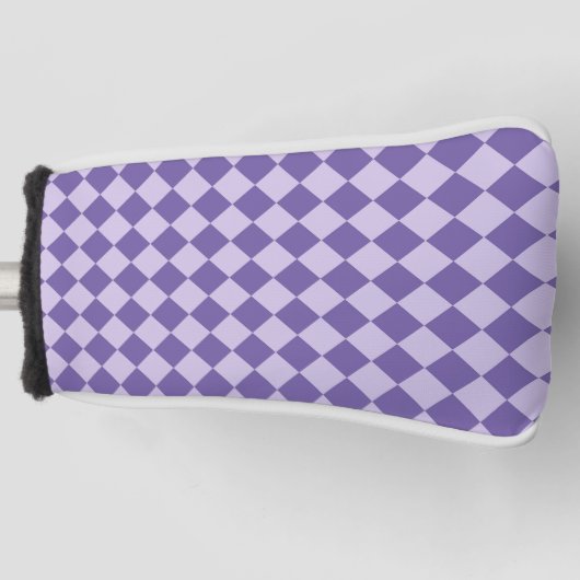 Lila Schachbrett Diamantmuster Golf Headcover (Vorderseite)