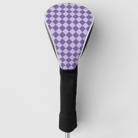 Lila Schachbrett Diamantmuster Golf Headcover (Vorderseite)