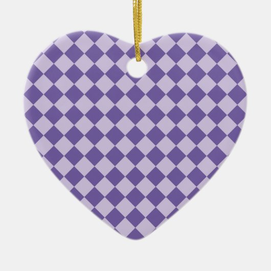 Lila Schachbrett Diamantmuster Keramik Ornament (Vorne)