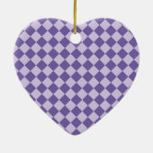Lila Schachbrett Diamantmuster Keramik Ornament (Hinten)