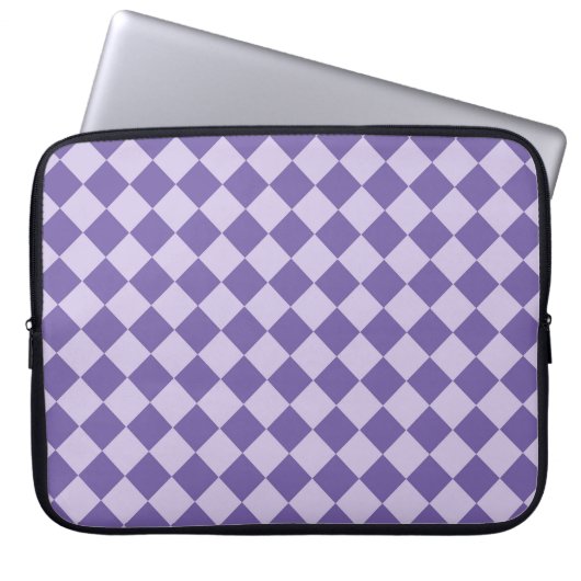 Lila Schachbrett Diamantmuster Laptopschutzhülle (Vorderseite)