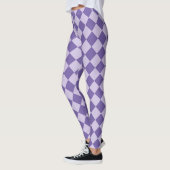 Lila Schachbrett Diamantmuster Leggings (Links)