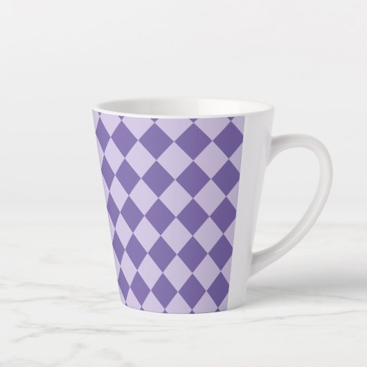 Lila Schachbrett Diamantmuster Milchtasse (Rechts)
