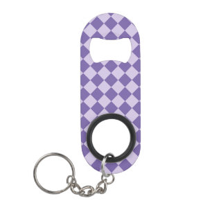 Lila Schachbrett Diamantmuster Mini Flaschenöffner