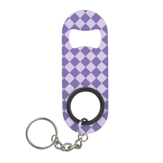 Lila Schachbrett Diamantmuster Mini Flaschenöffner (Vorderseite)