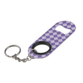 Lila Schachbrett Diamantmuster Mini Flaschenöffner (Vorderseite Schrägansicht)