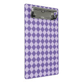 Lila Schachbrett Diamantmuster Mini Klemmbrett (Schrägansicht)