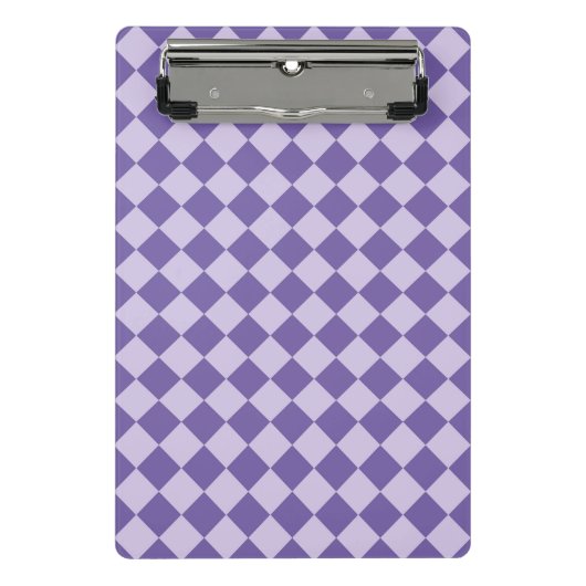 Lila Schachbrett Diamantmuster Mini Klemmbrett (Vorderseite)