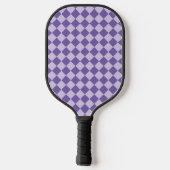 Lila Schachbrett Diamantmuster Pickleball Schläger (Rückseite)