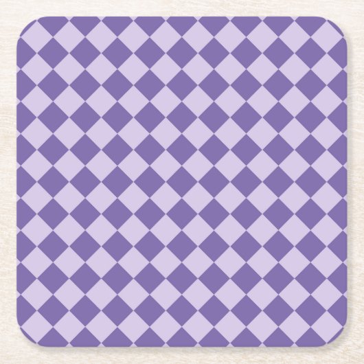 Lila Schachbrett Diamond Patternpapier Untersetzer (Vorderseite)