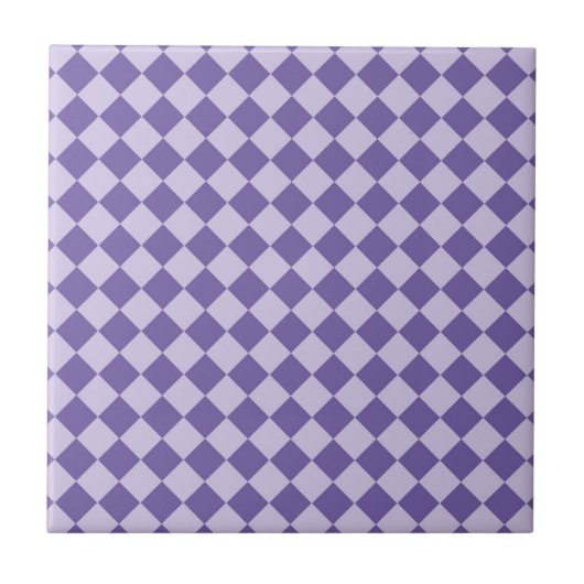 Lila Schachbrett Keramik Diamant Tile Fliese (Vorderseite)