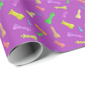 Lila Schachpartien Geschenkpapier (Rolleneckpunkt)