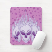 Lila Schädel flammend Mousepad (Mit Mouse)