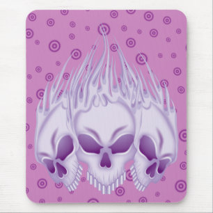 Lila Schädel flammend Mousepad